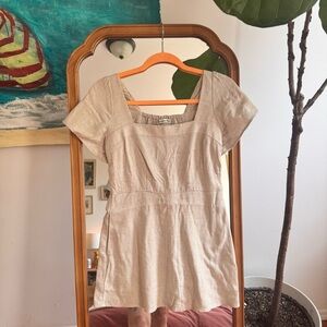 Abercrombie & Fitch Linen A Line Cap Sleeve Dress Beige XXS petite